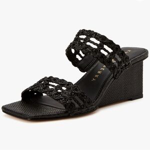 Katy Perry The Iris Woven Wedge Sandals Black Size 9.5